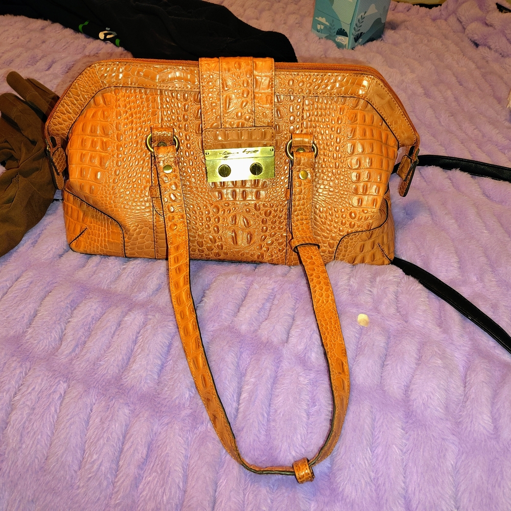 Elegant Tan Crocodile-Embossed Handbag